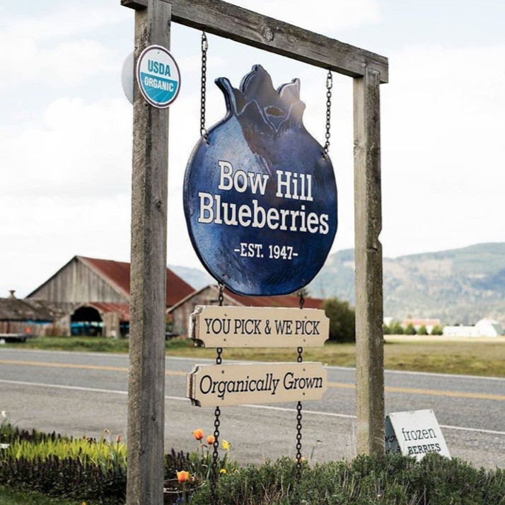 Bow Hill Blueberries farm sign on Bow Hill Road