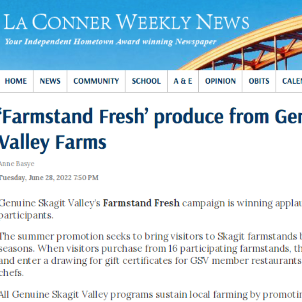 La Conner Weekly News interview for Farmstand Fresh